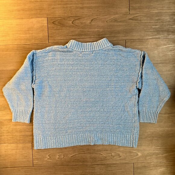 Free People Beach Periwinkle Blue Cotton Knit Oversized Boho Sweater Size L - Picture 5 of 5